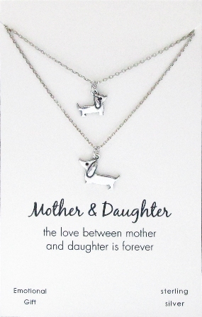 Two mother and daughter hot-dogs silver pendant